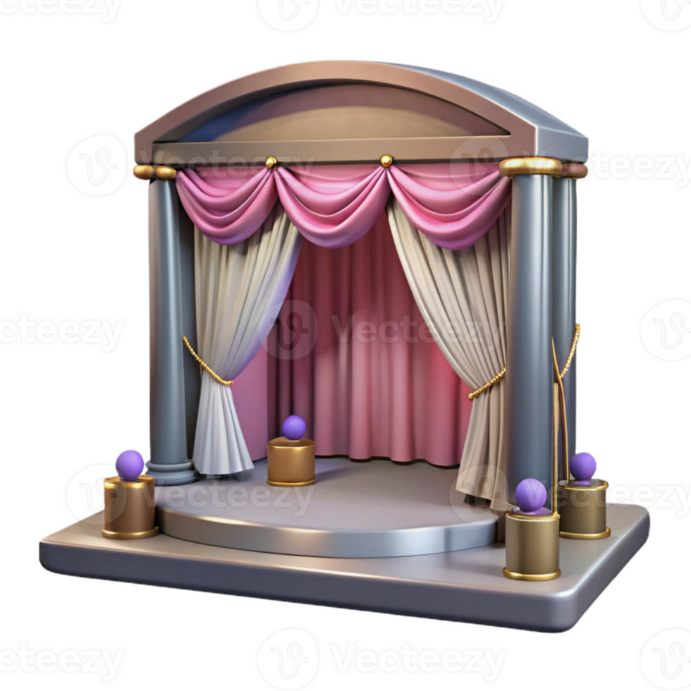 impressive artistic Virtual Event Stage with Purple Lighting Isolated high resolution png