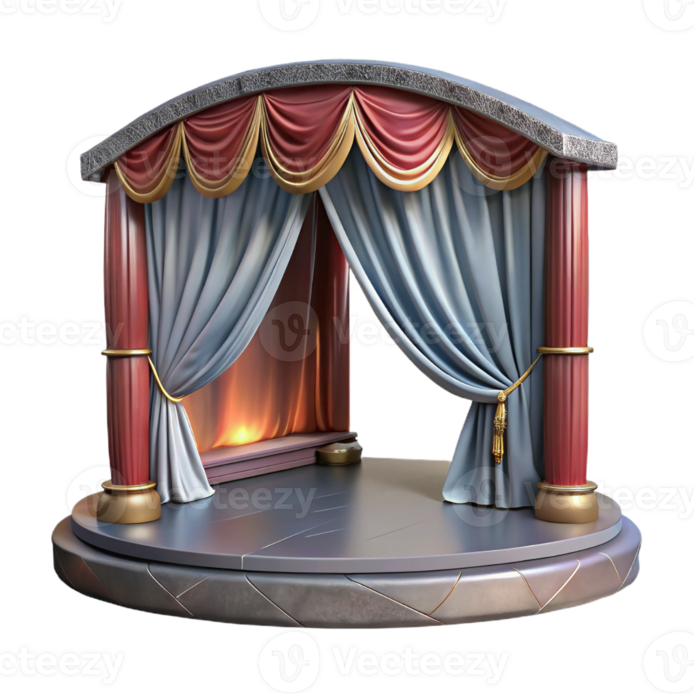 wonderful rustic Virtual Event Stage with Purple Lighting Isolated genuine png