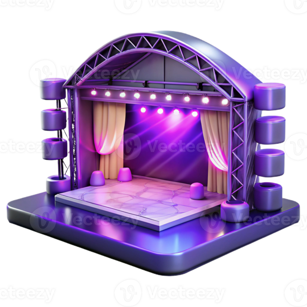 elegant minimalist Virtual Event Stage with Purple Lighting Isolated premium png