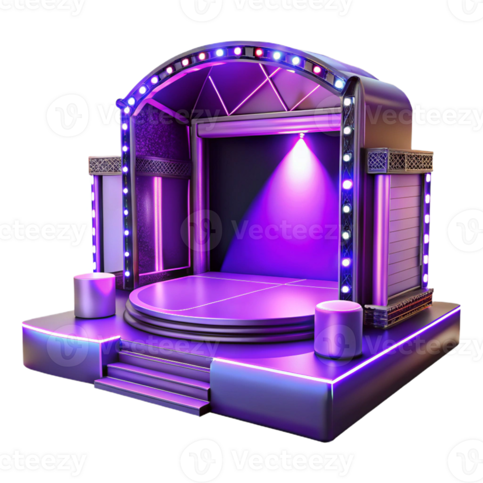impressive abstract Virtual Event Stage with Purple Lighting Isolated original png