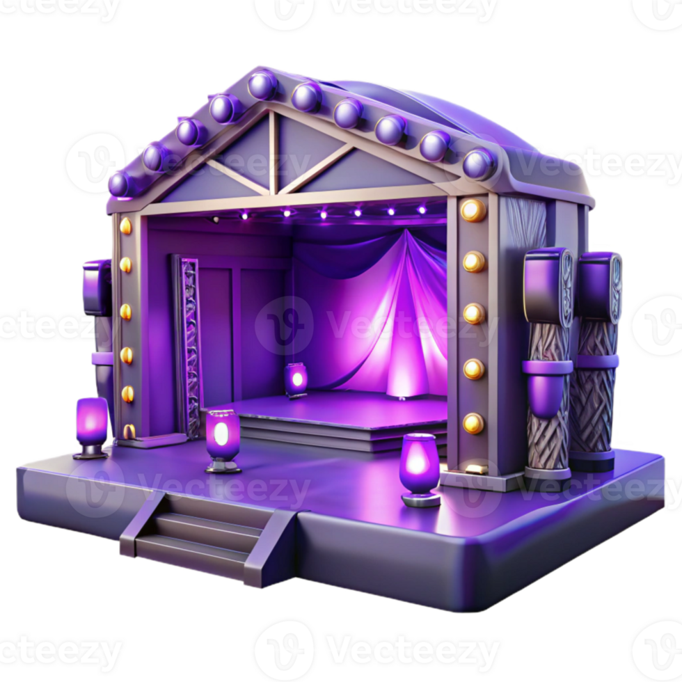 vibrant classic Virtual Event Stage with Purple Lighting Isolated authentic png