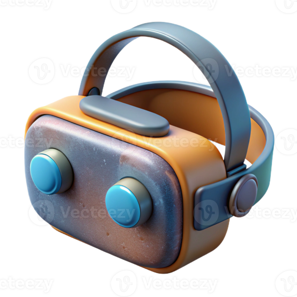 vibrant minimalist Virtual Reality Headset Isolated on White professional png
