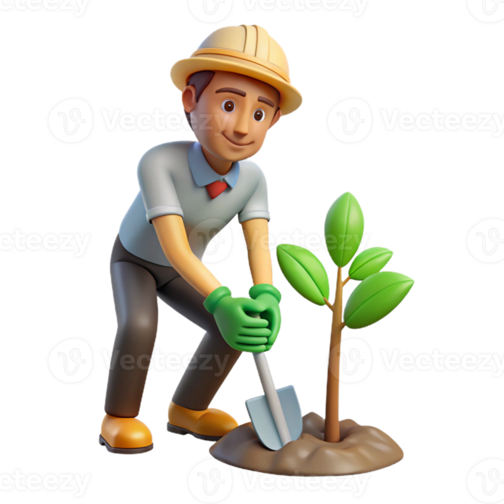 wonderful vintage Volunteer Planting Tree Sapling Cutout Transparent Background premium png