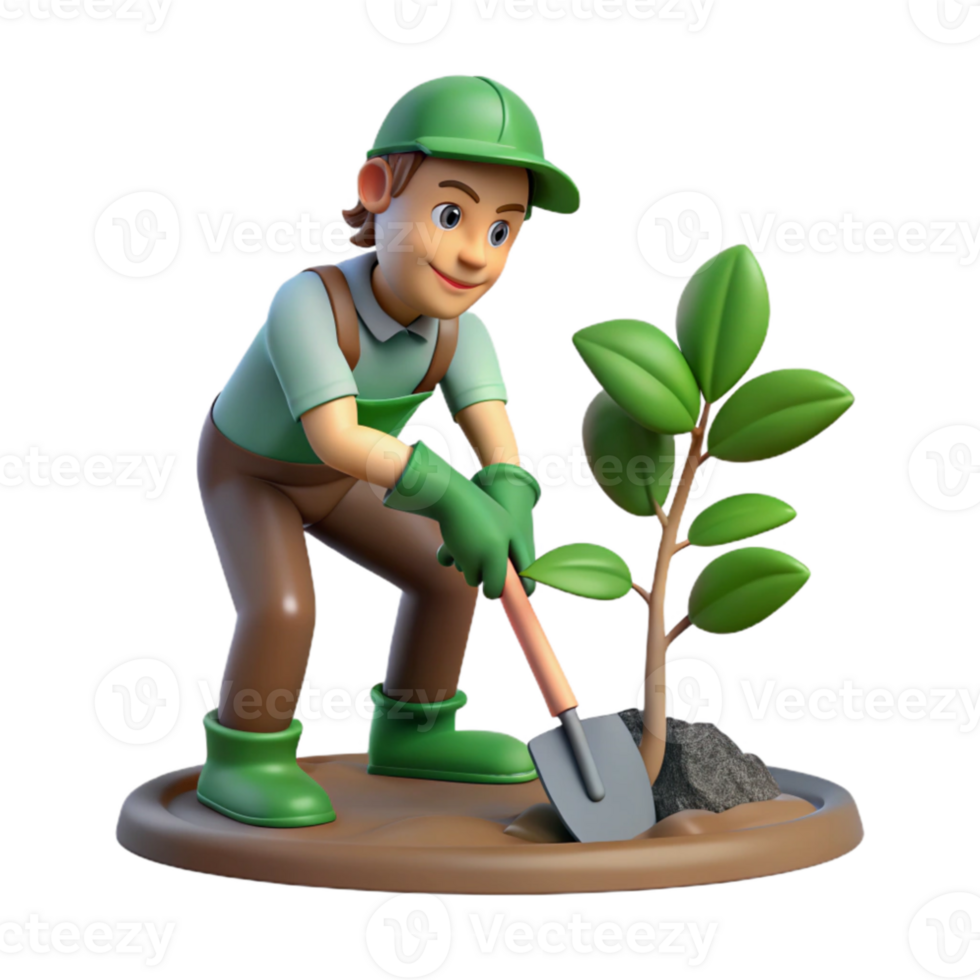 elegant contemporary Volunteer Planting Tree Sapling Cutout Transparent Background high quality png