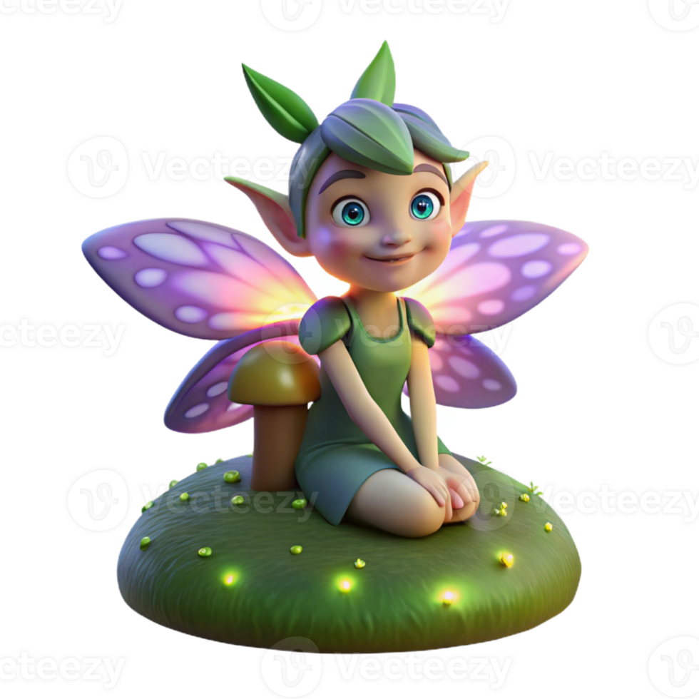 vibrant modern Portrait of a Mischievous Pixie with Irides premium png