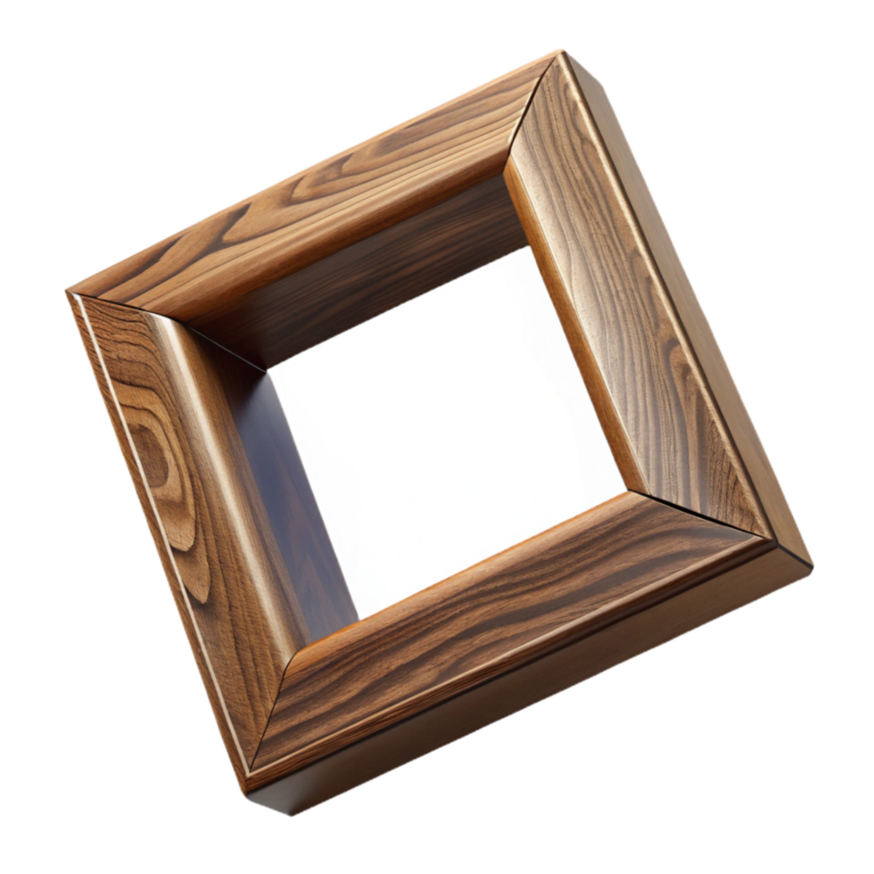 beautiful contemporary Walnut Wood Picture Frame Corner Cutout premium png