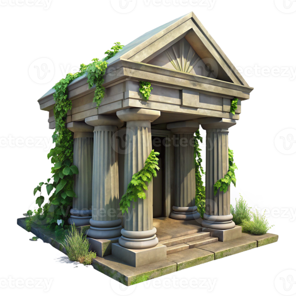 serene rustic A Crumbling Ancient Roman Temple Overgrown exclusive png
