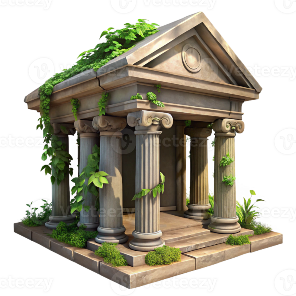 extraordinary traditional A Crumbling Ancient Roman Temple Overgrown genuine png