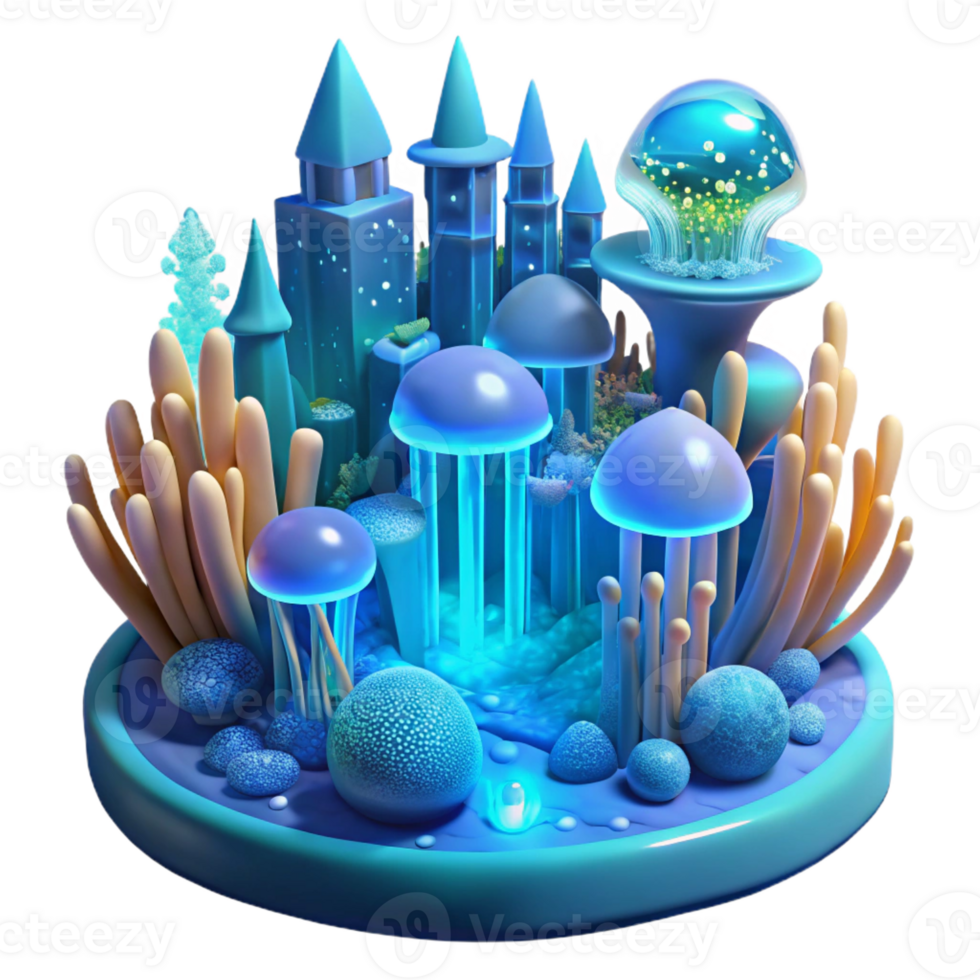 vibrant creative An Underwater City with Bioluminescent Cora exclusive png