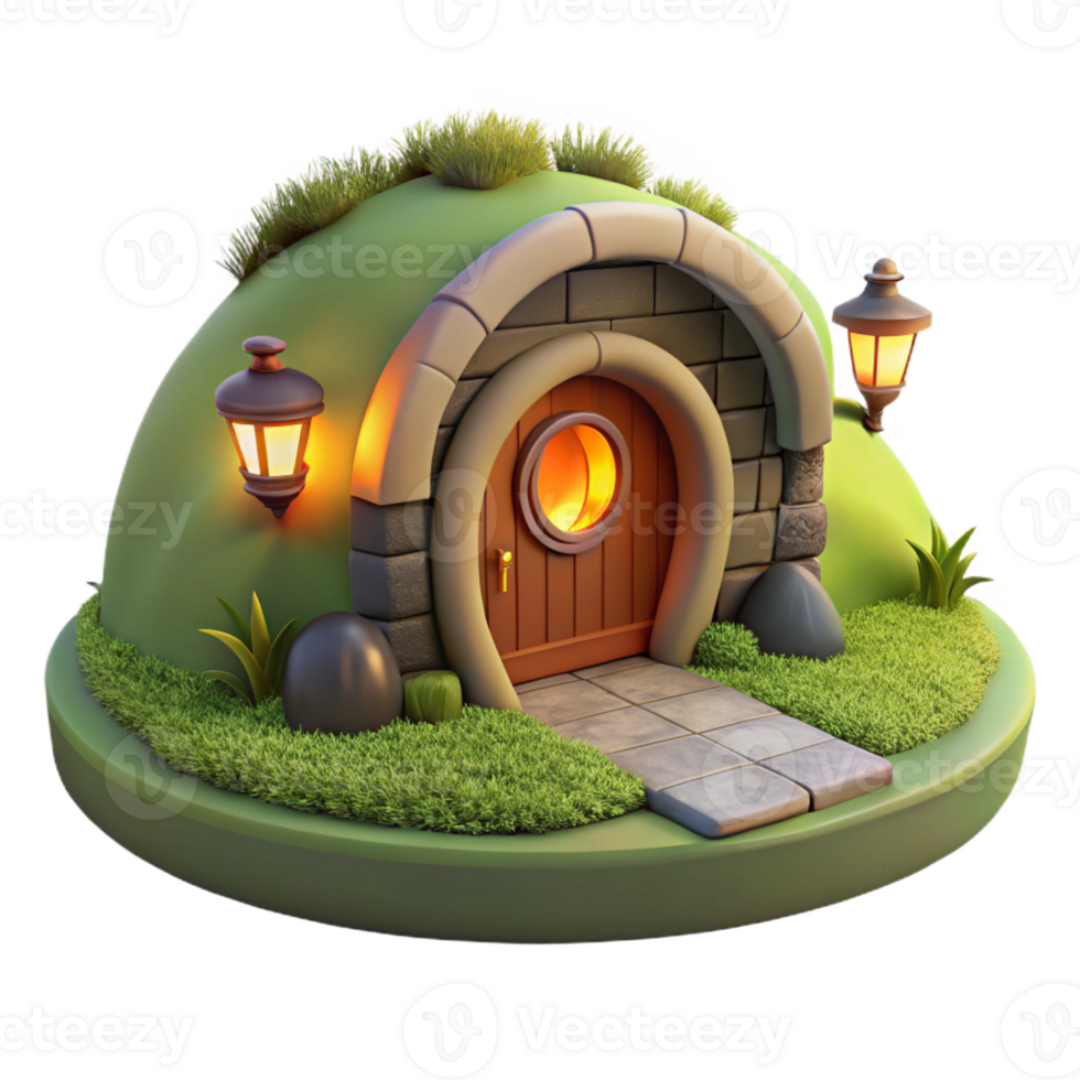 magnificent abstract Cozy Hobbit Hole in Grassy Hillside genuine png