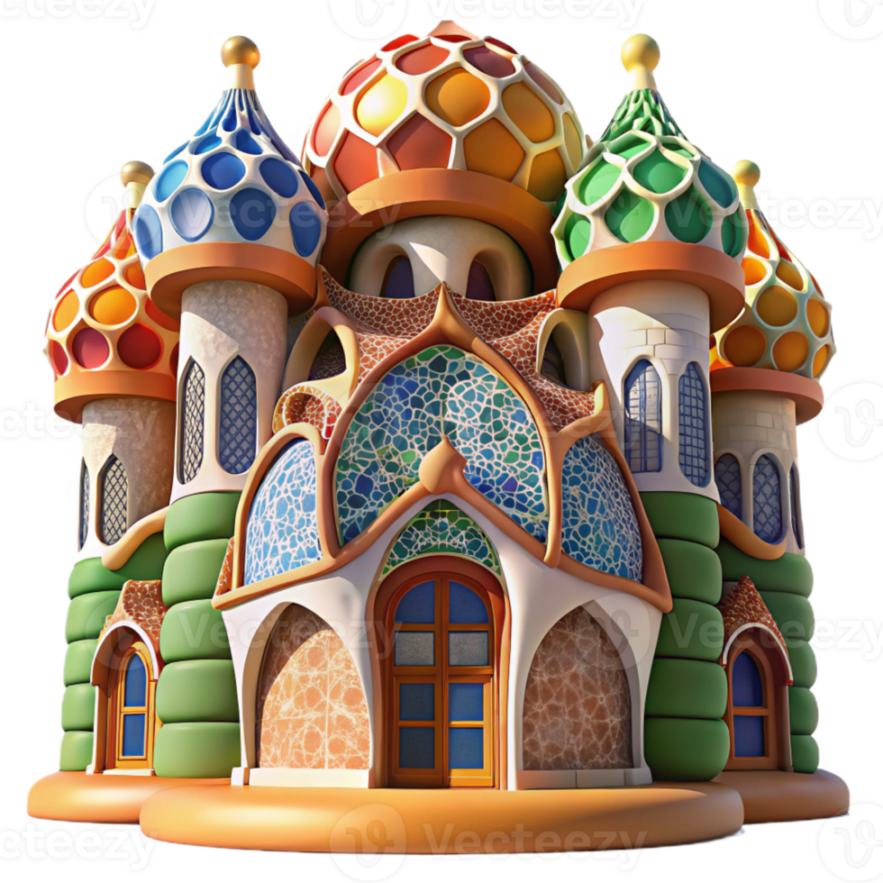 elegant contemporary A Colorful Gaudi Inspired Building with Mosa png