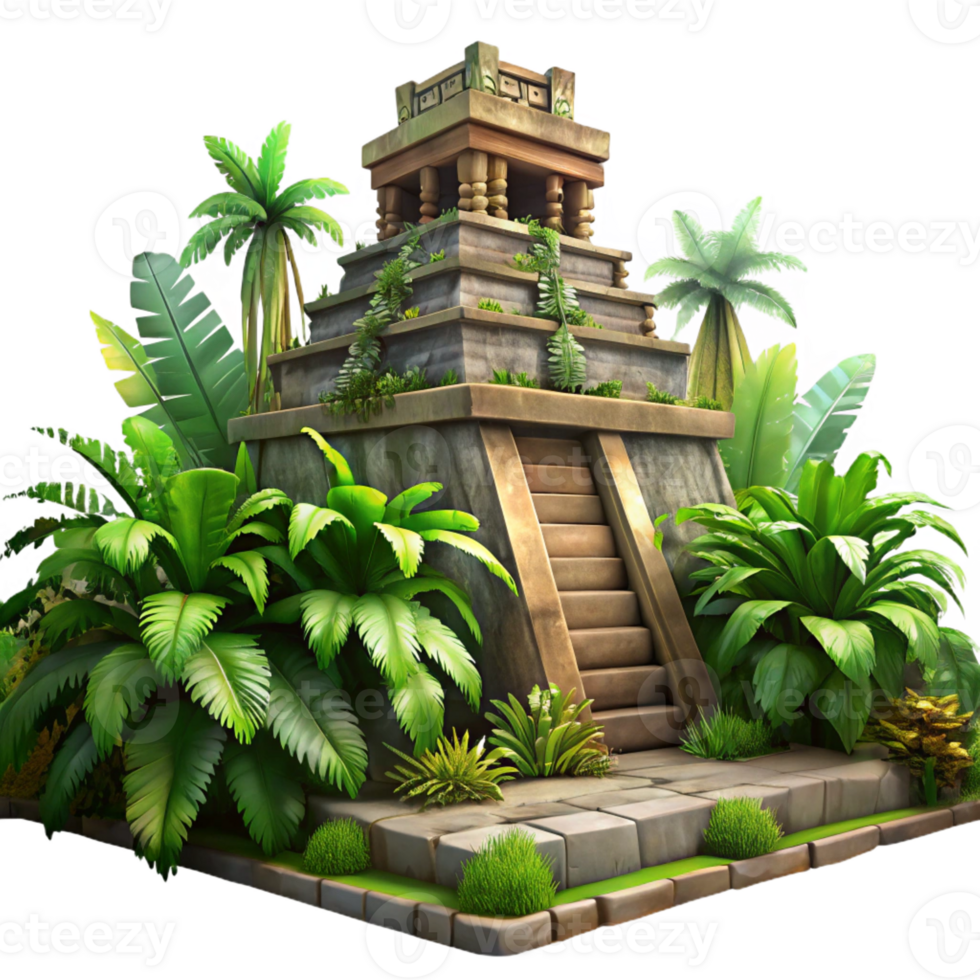 wonderful creative An Intricate Mayan Temple Overgrown with J original png