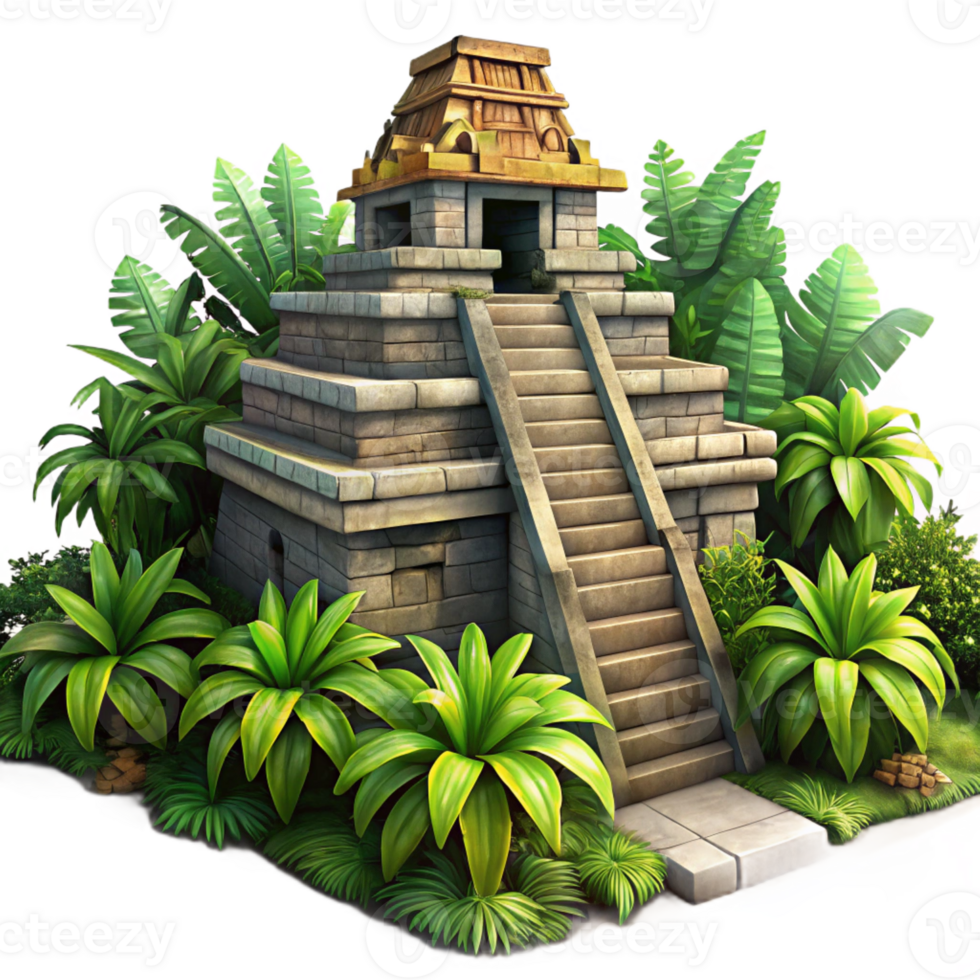 impressive vintage An Intricate Mayan Temple Overgrown with J authentic png