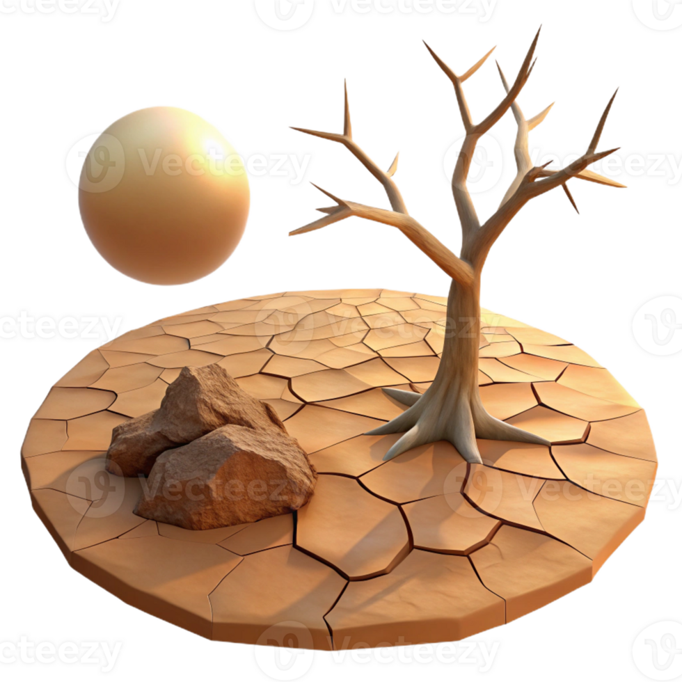 vibrant modern A Cracked Earth Desert Landscape with a Sin high resolution png
