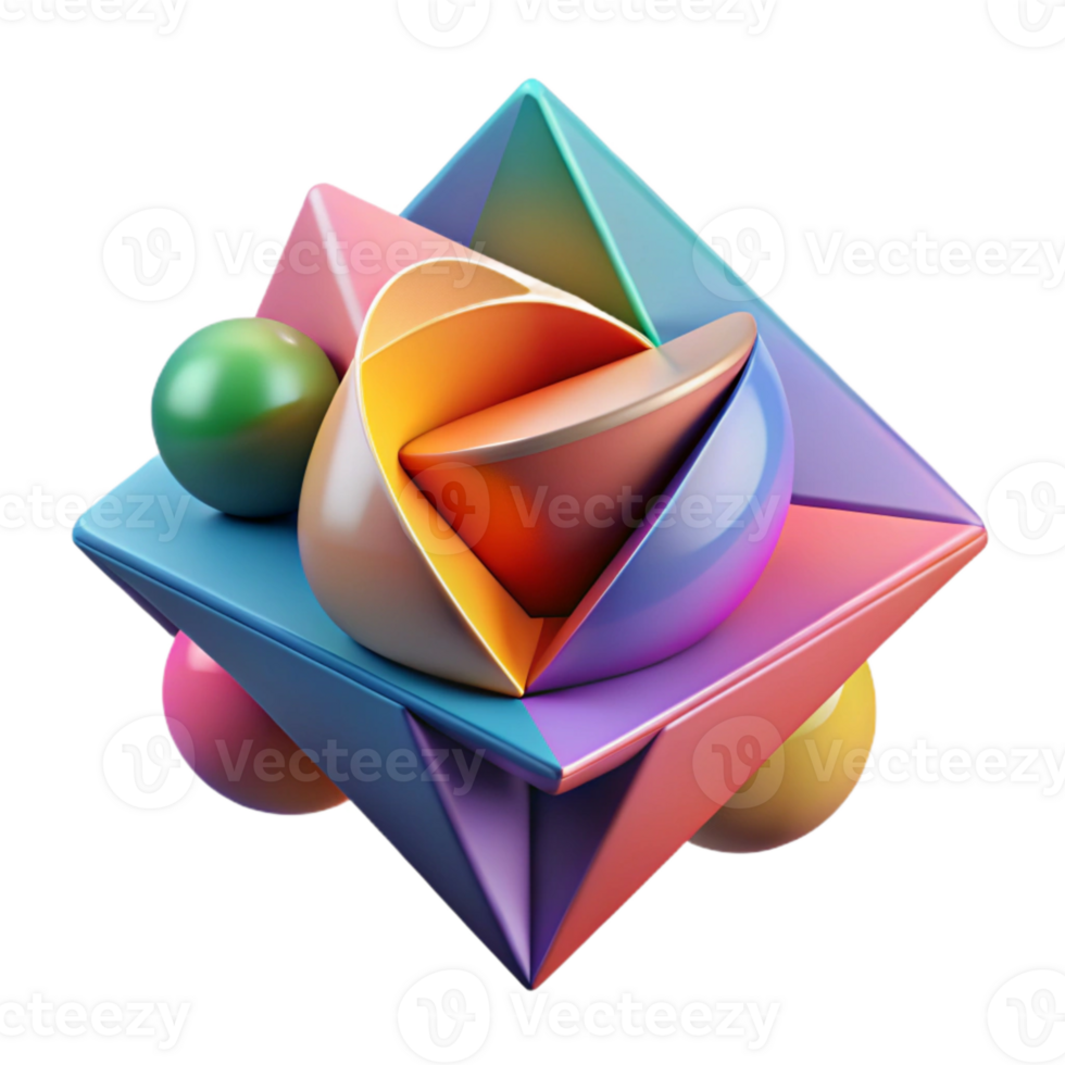 extraordinary vintage Abstract Geometric Shapes Colorful Design authentic png