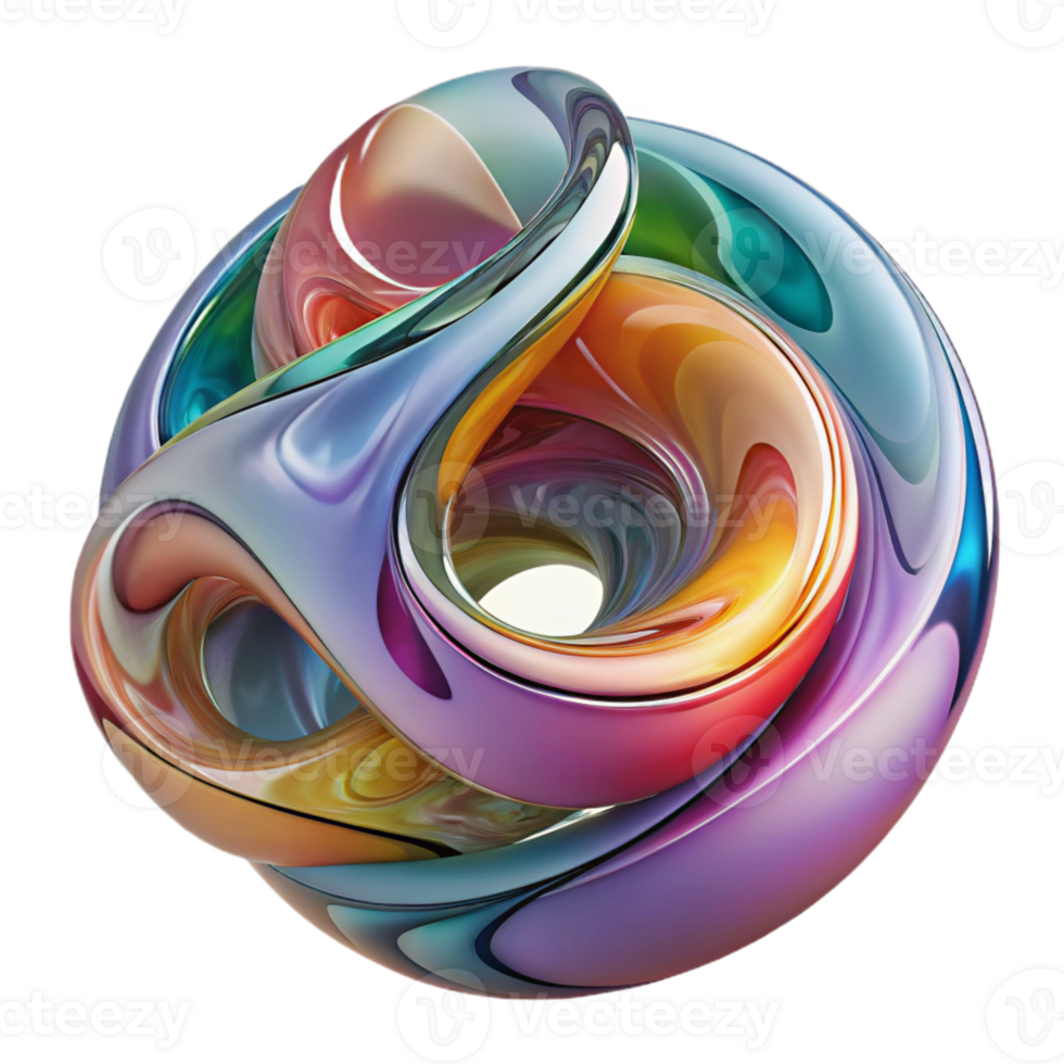 extraordinary minimalist Abstract Glass Sculpture Colorful Swirls Cutout Element premium png
