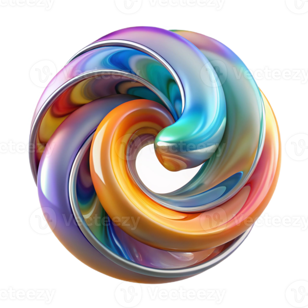 wonderful contemporary Abstract Glass Sculpture Colorful Swirls Cutout Element professional png