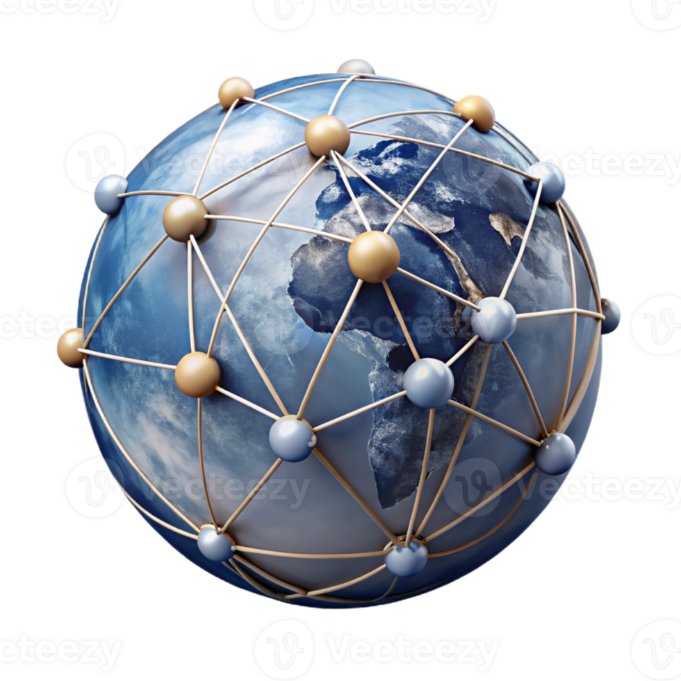 magnificent modern Abstract Global Network with Connecting Lines Transparent Background high quality png