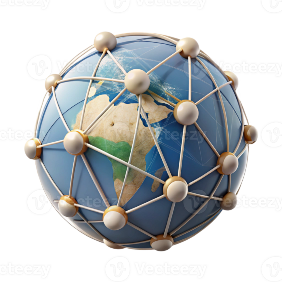 impressive traditional Abstract Global Network with Connecting Lines Transparent Background premium png