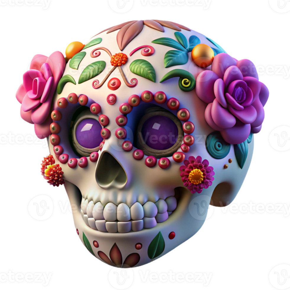 elegant classic Portrait of a Whimsical Sugar Skull with In exclusive png