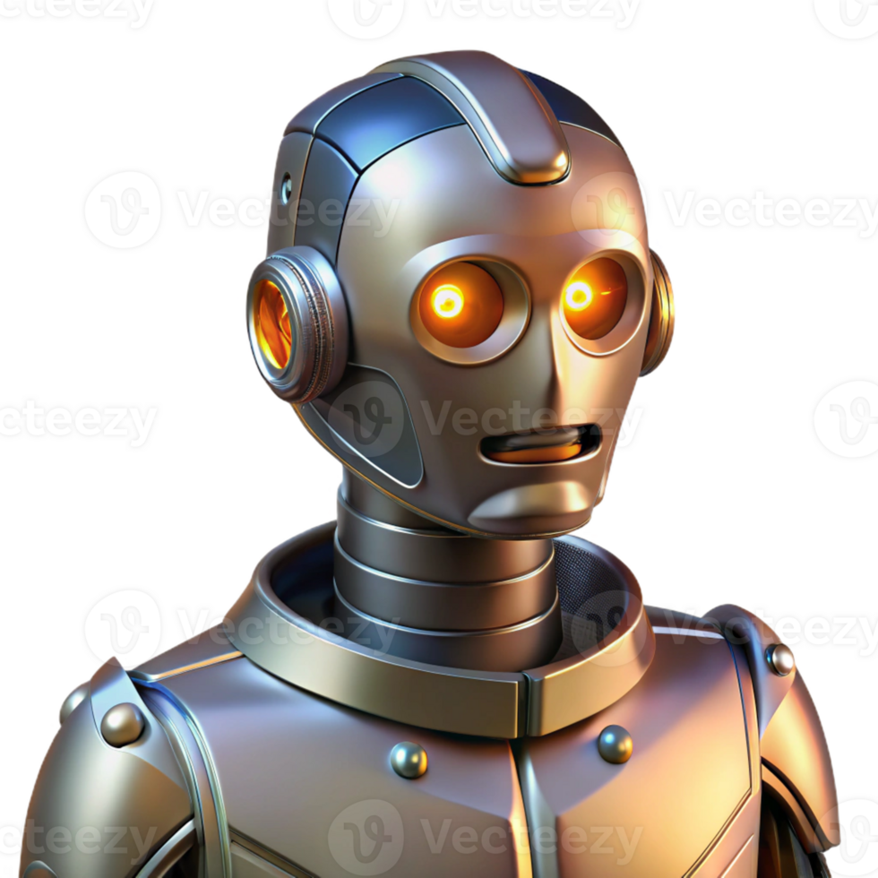 impressive artistic Portrait of a Stylish Robot with Chrome Pl premium png