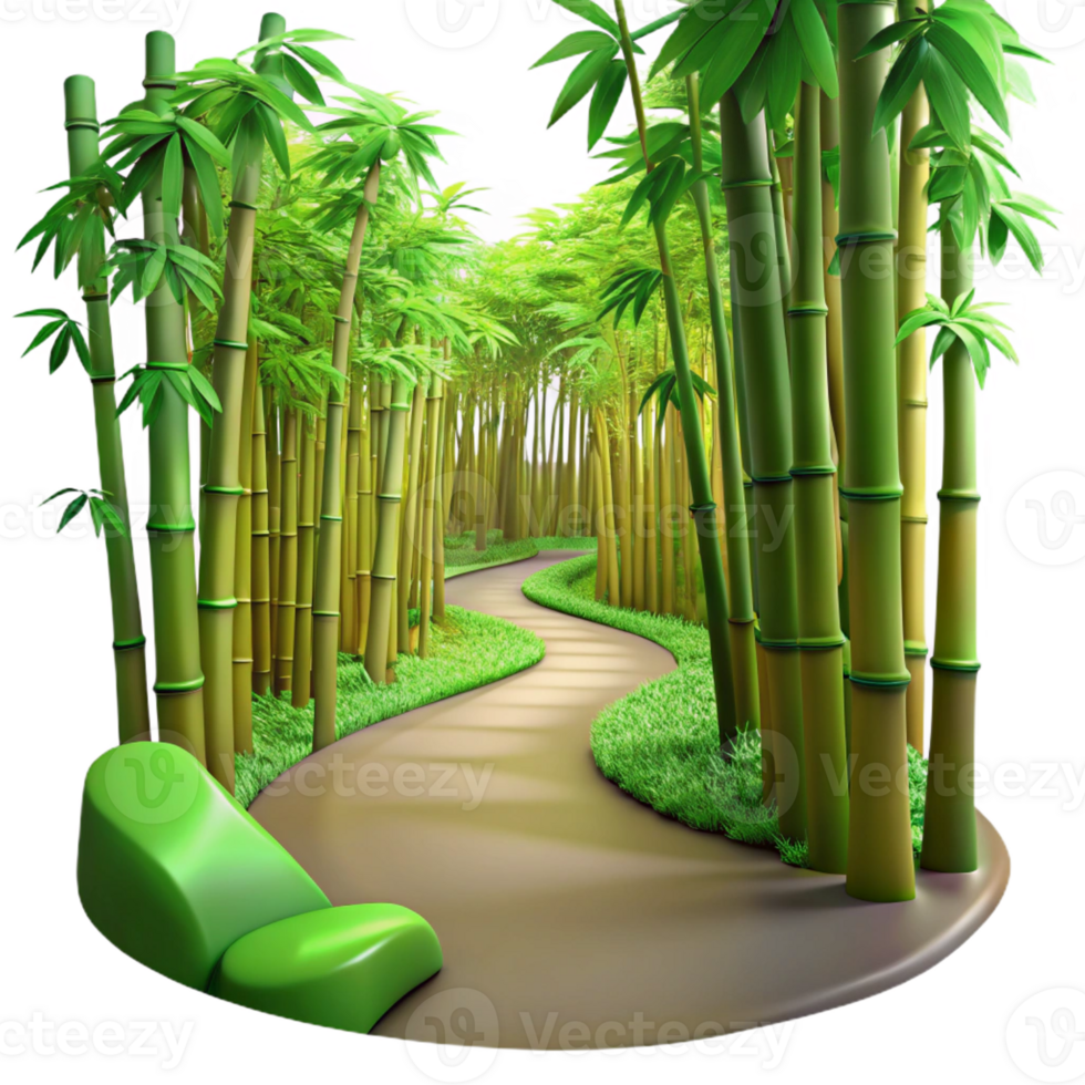 vibrant traditional A Winding Path Through a Lush Green Bambo original png