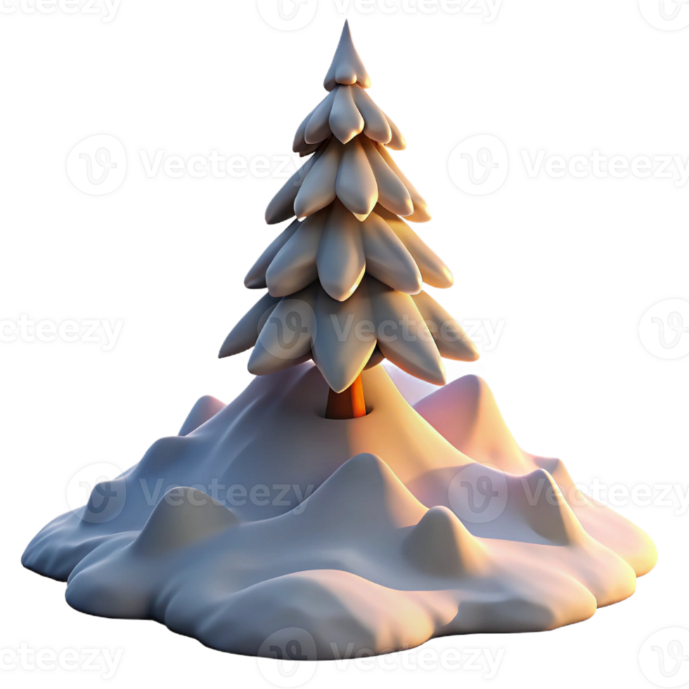 vibrant contemporary A Snow Covered Pine Tree on a Mountain Pe high quality png