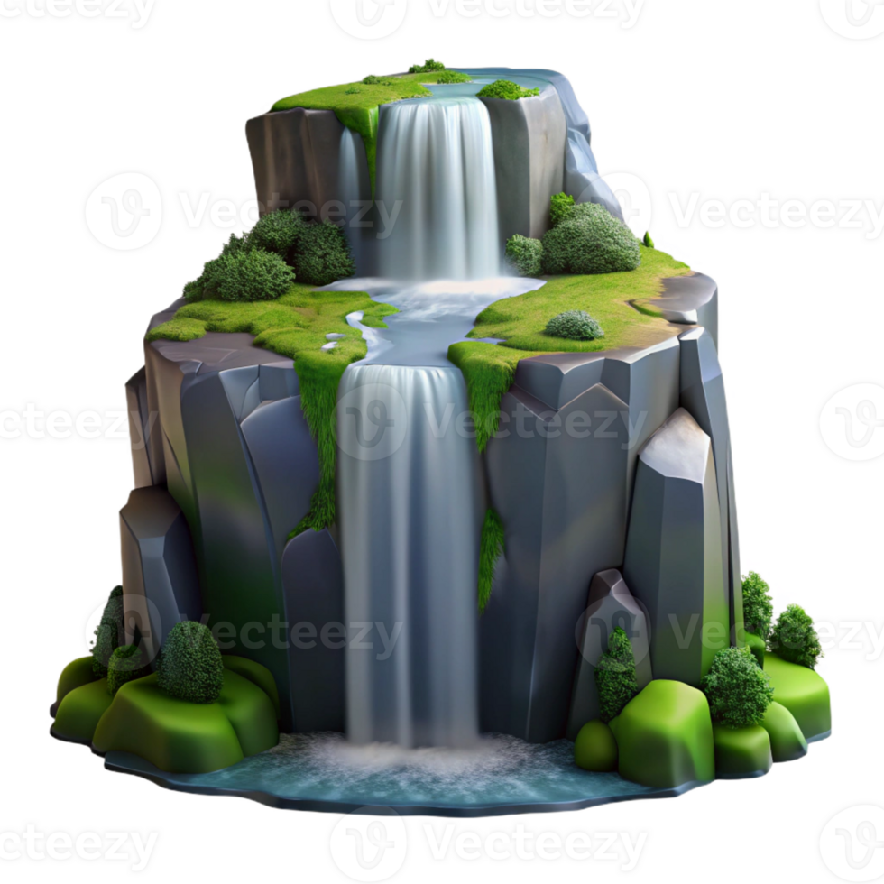 magnificent artistic A Waterfall Cascading Down a Mossy Cliff png