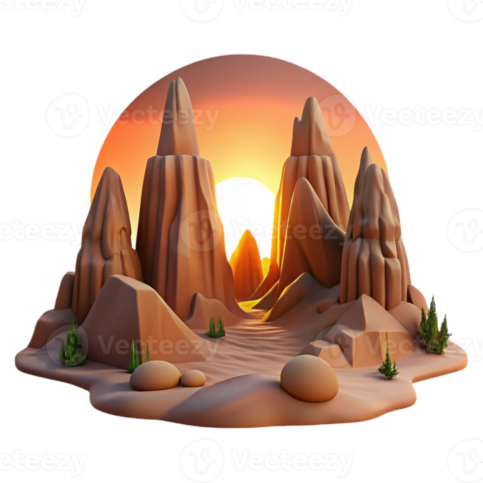 dramatic artistic Towering Rock Formations in the Desert genuine png