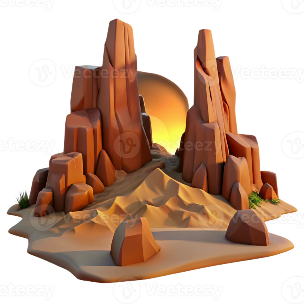 elegant abstract A Desert Landscape with Towering Rock Forma exclusive png