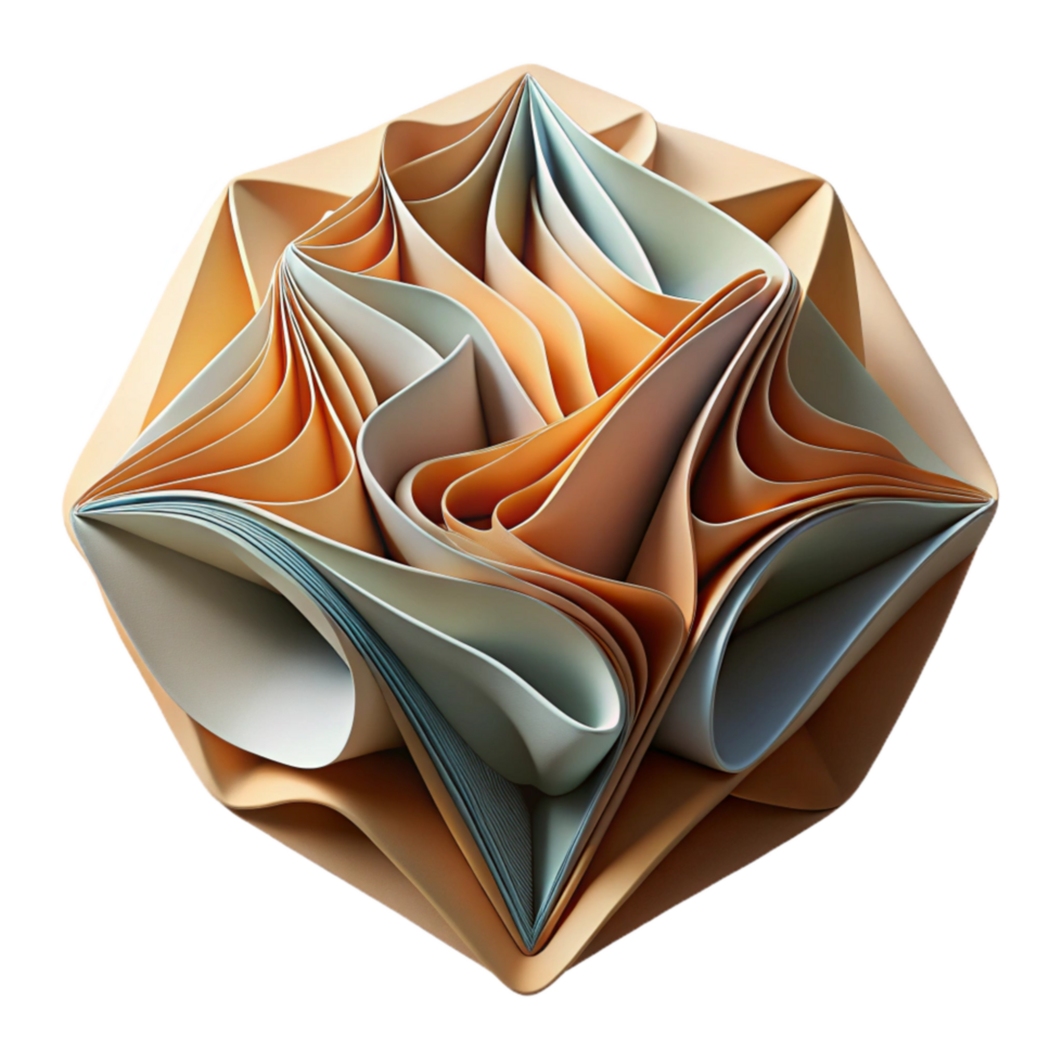 stunning traditional Abstract Paper Sculpture Folded Design Cutout Element detailed png