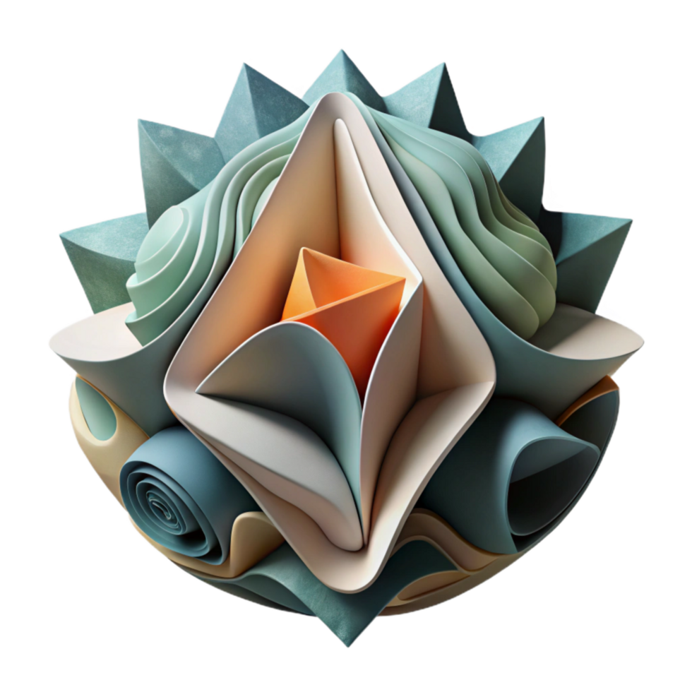 beautiful artistic Abstract Paper Sculpture Folded Design Cutout Element professional png