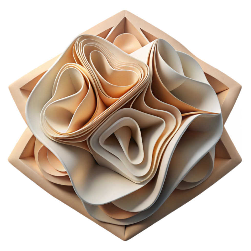 elegant modern Abstract Paper Sculpture Folded Design Cutout Element premium png