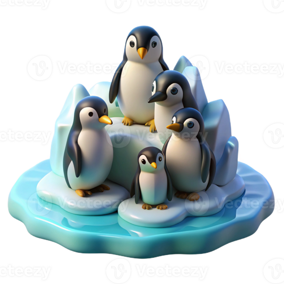 vibrant artistic A Group of Penguins Huddled Together on an I high resolution png