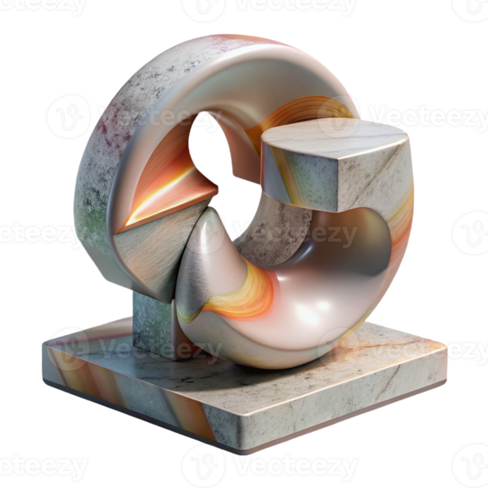 magnificent traditional Abstract Public Art Sculpture Side View Transparent Background png