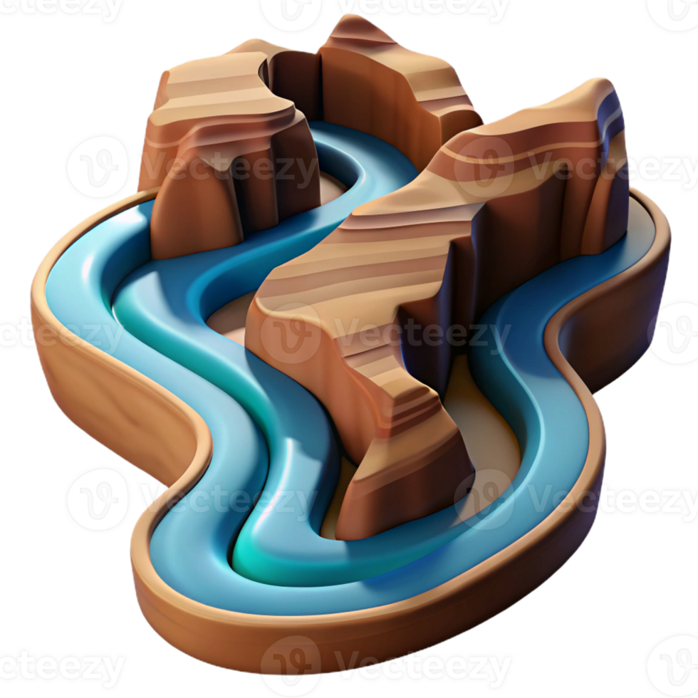 wonderful artistic A Winding River Flowing Through a Canyon A high resolution png