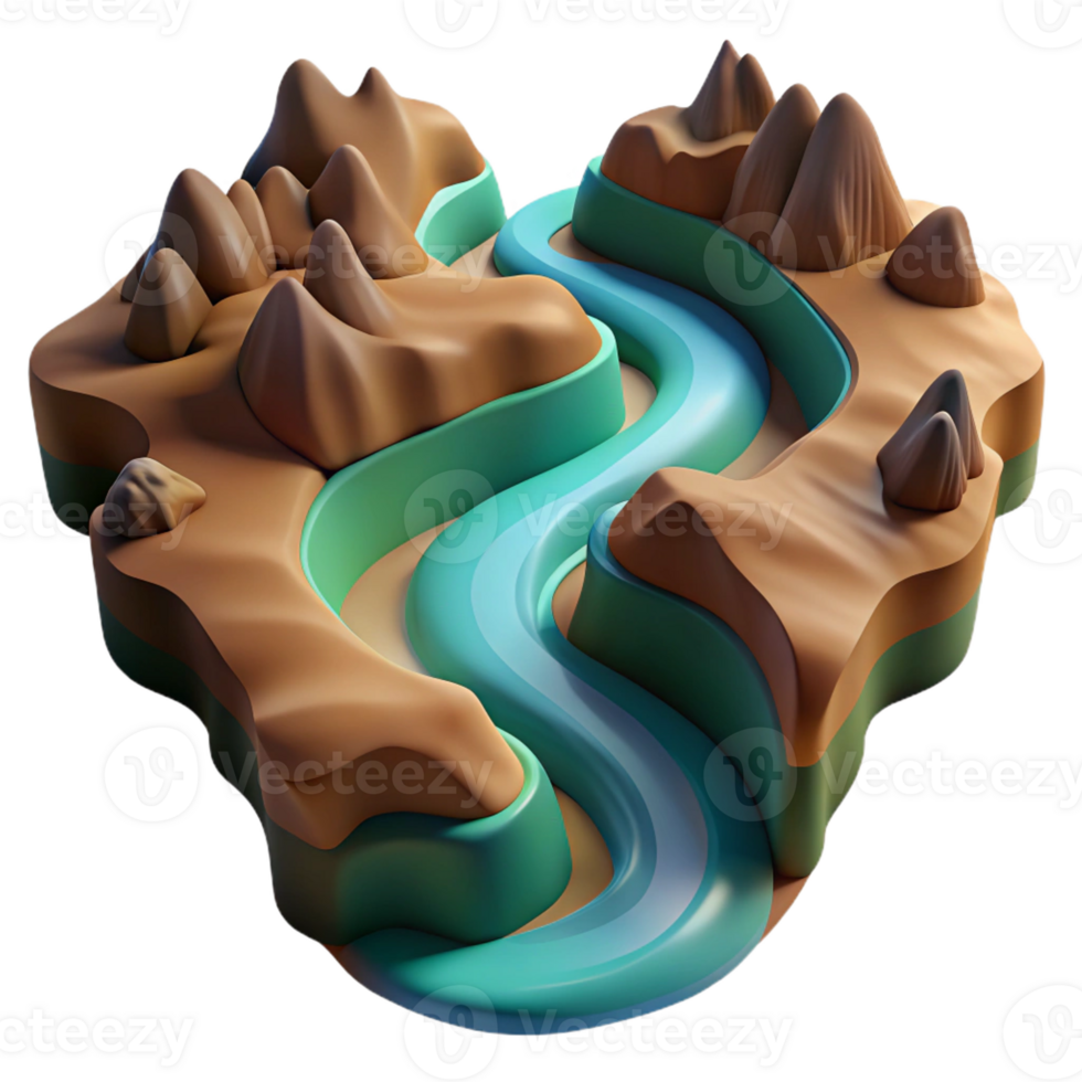 serene artistic A Winding River Flowing Through a Canyon A high resolution png