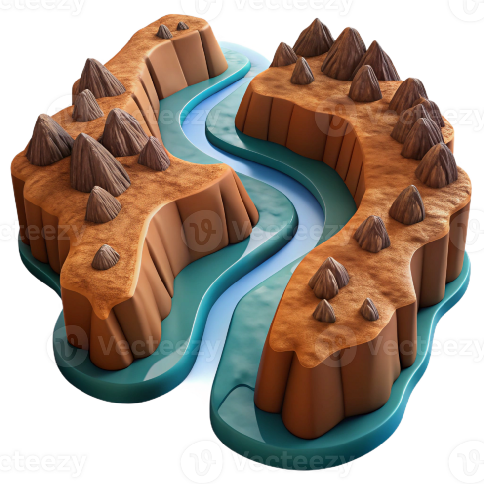elegant minimalist A Winding River Flowing Through a Canyon A high quality png