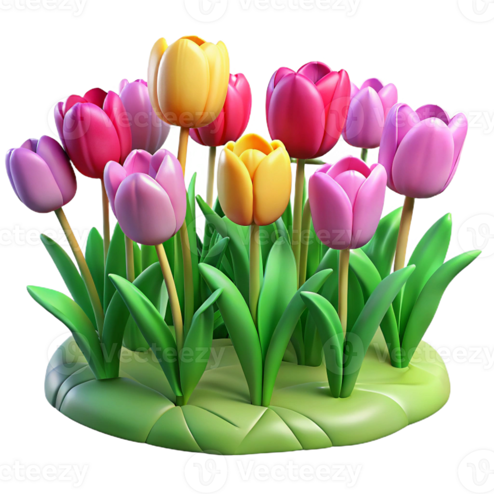 vibrant creative A Field of Tulips in Various Colors Springt professional png