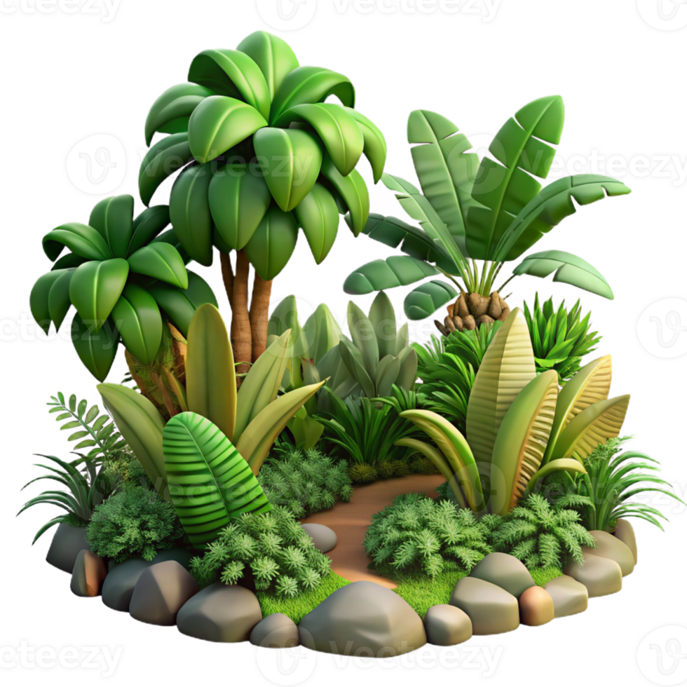 elegant artistic A Lush Jungle Scene with Vibrant Foliage T detailed png
