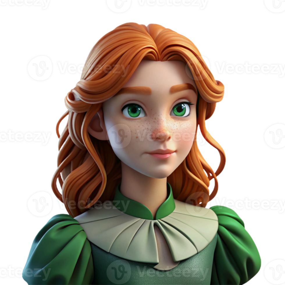 vibrant modern Portrait of a Young Woman with Flowing Aub high quality png