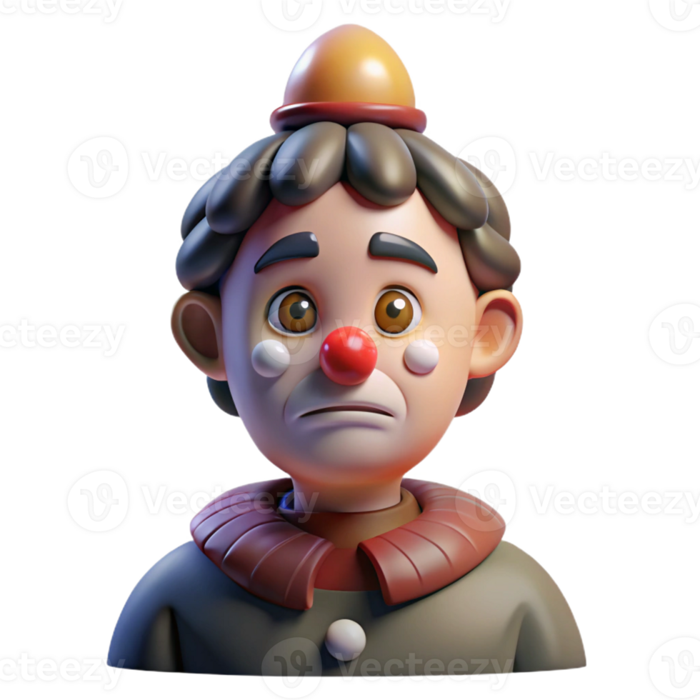 serene rustic Portrait of a Melancholic Clown with Exagg high resolution png