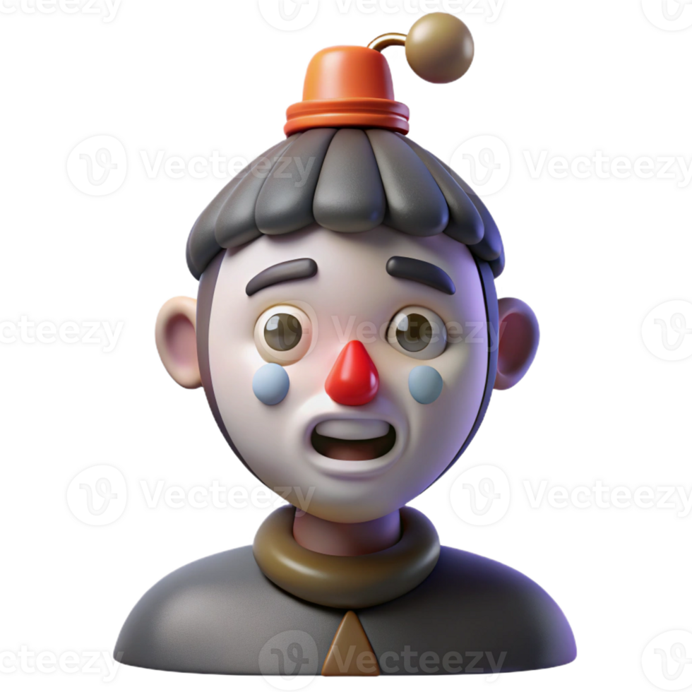beautiful modern Portrait of a Melancholic Clown with Exagg professional png