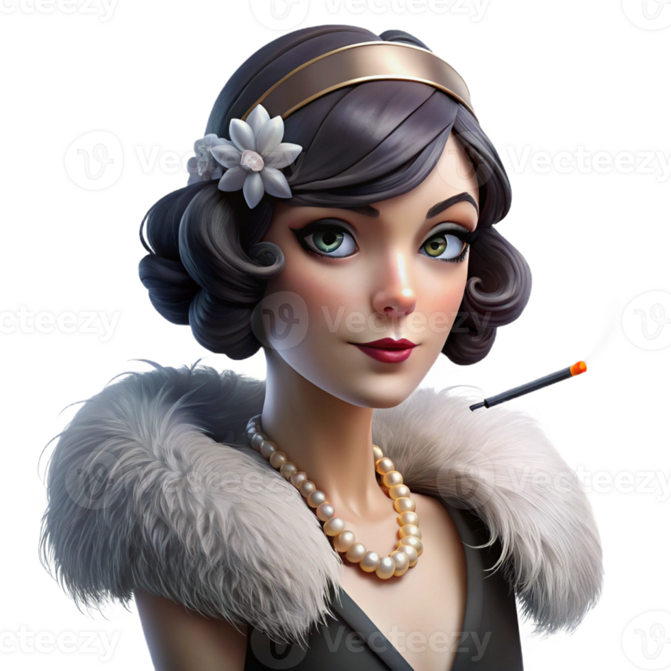 magnificent creative Portrait of a Glamorous S Flapper Gir png