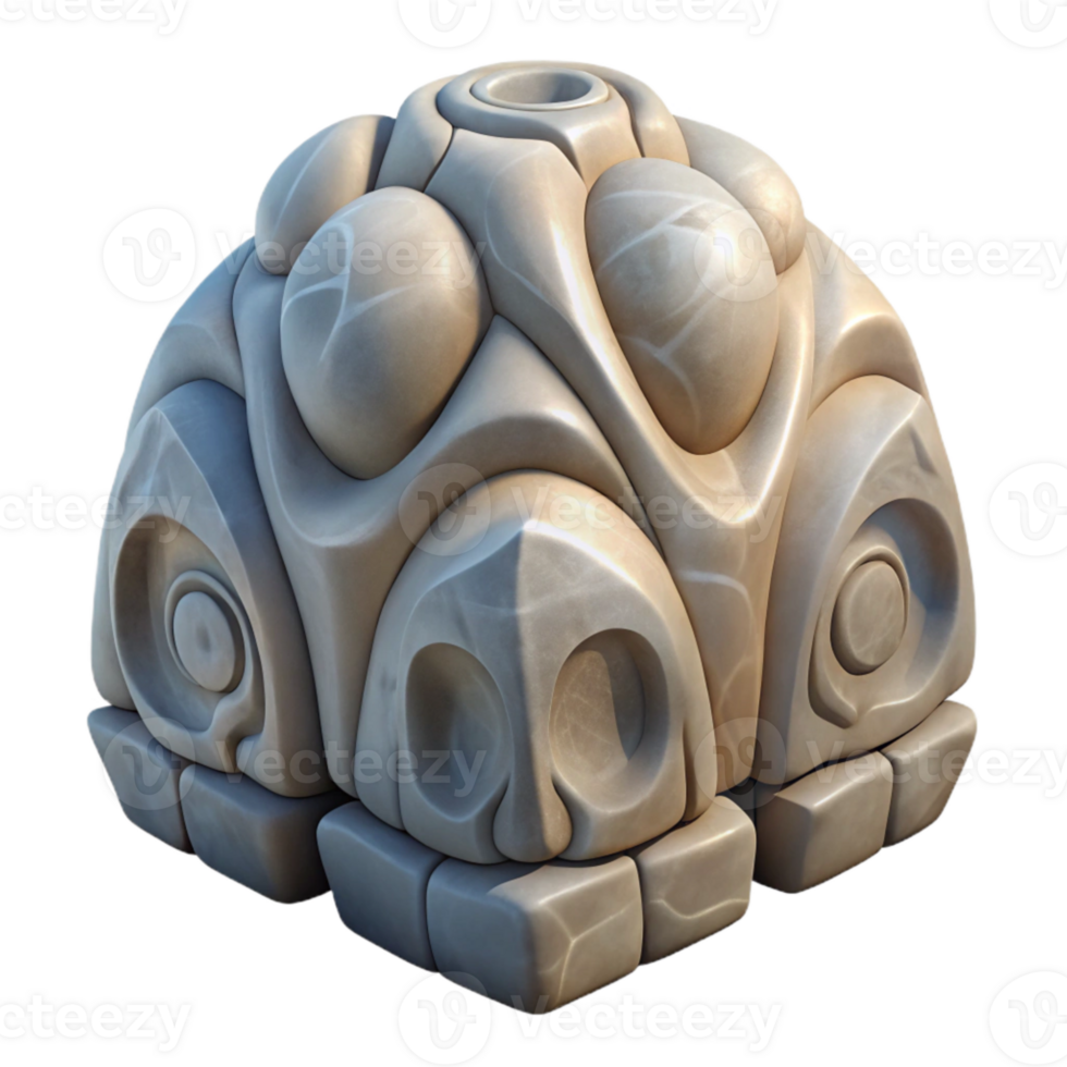 stunning contemporary Abstract Stone Carving Front View Transparent Background exclusive png