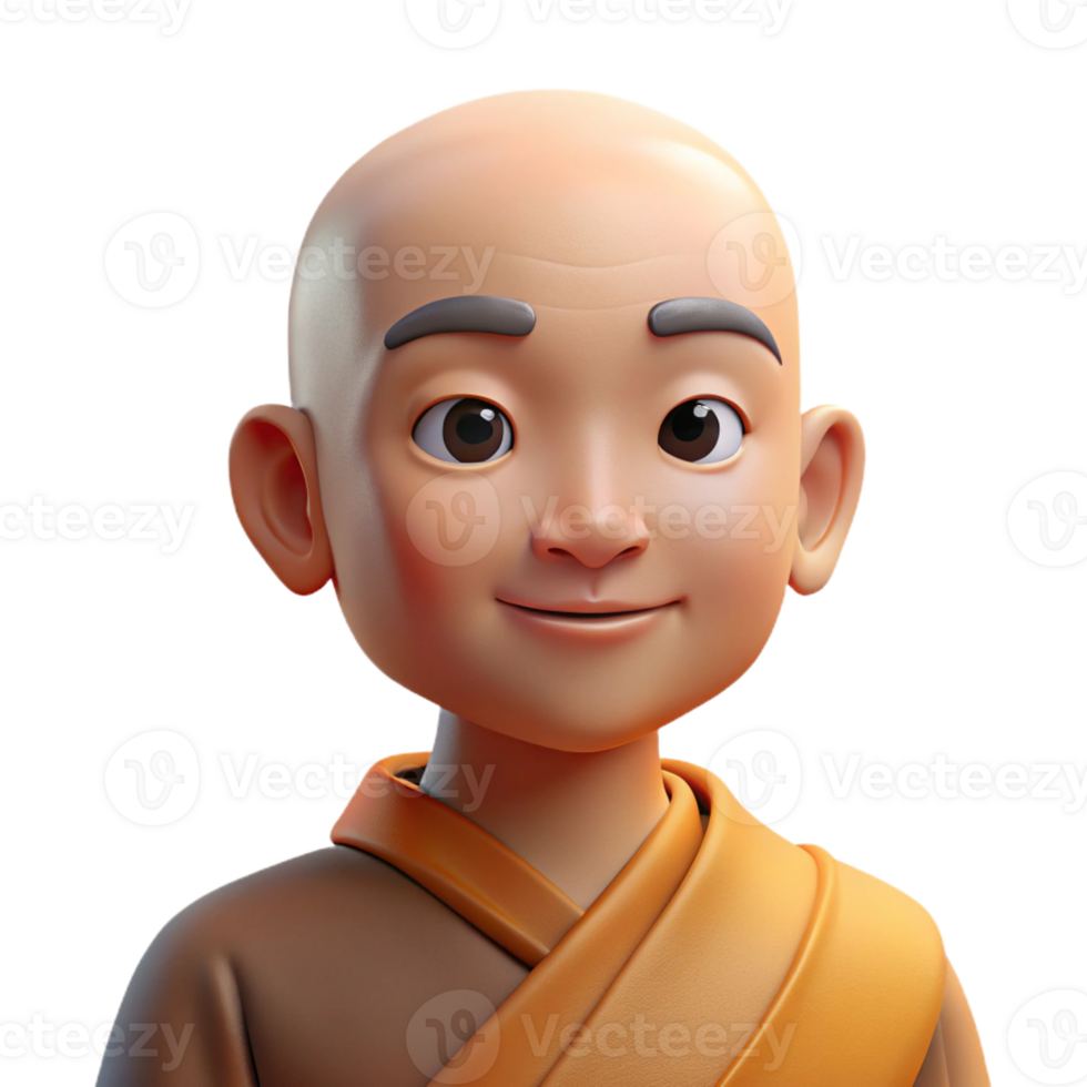 magnificent vintage Portrait of a Serene Buddhist Monk with A detailed png