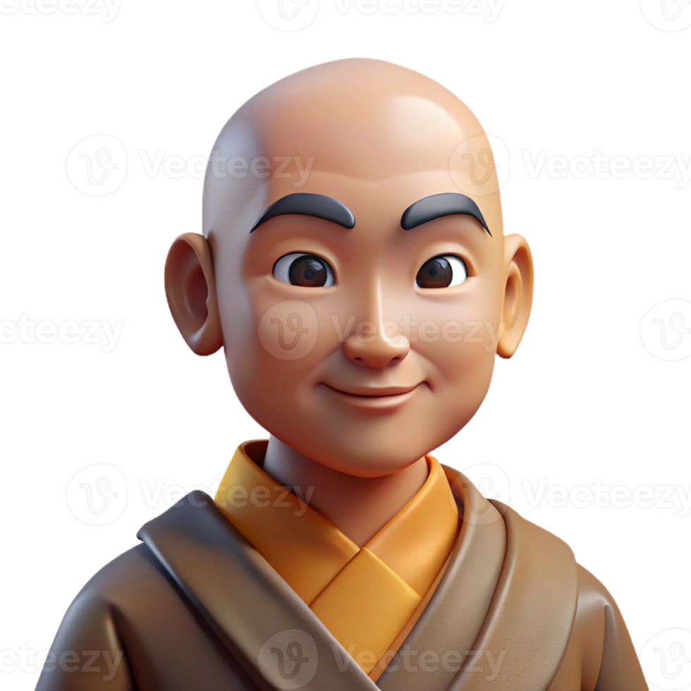 extraordinary contemporary Portrait of a Serene Buddhist Monk with A high quality png