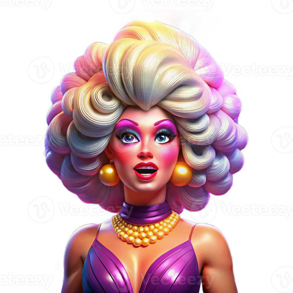 elegant abstract Glamorous Drag Queen Portrait detailed png