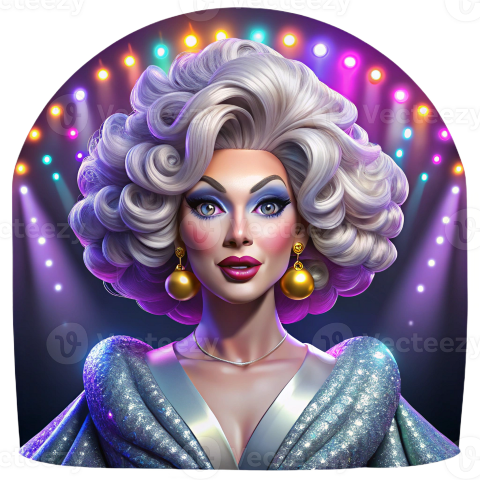 elegant modern Glamorous Drag Queen Portrait png