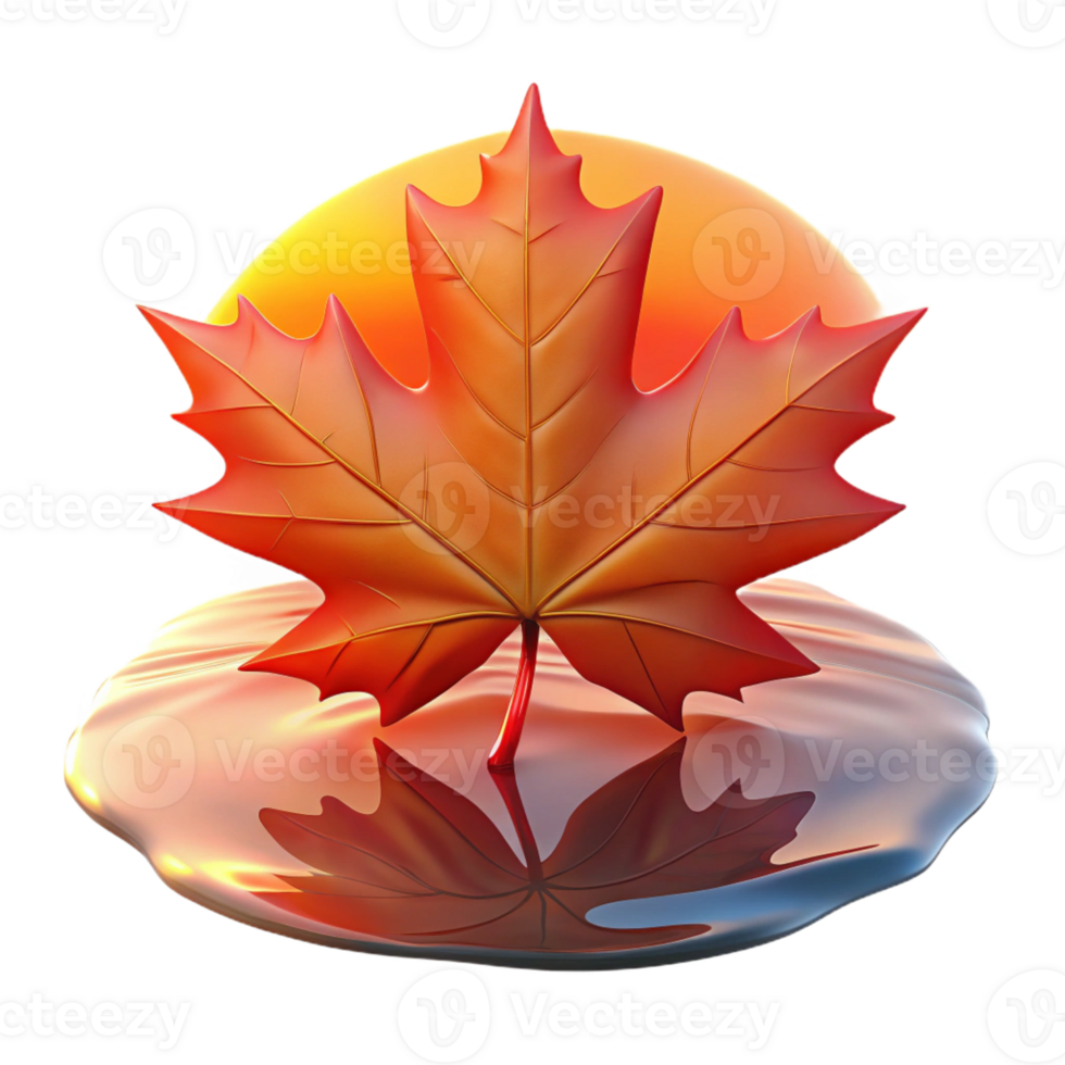 stunning abstract A Single Red Maple Leaf Backlit B original png